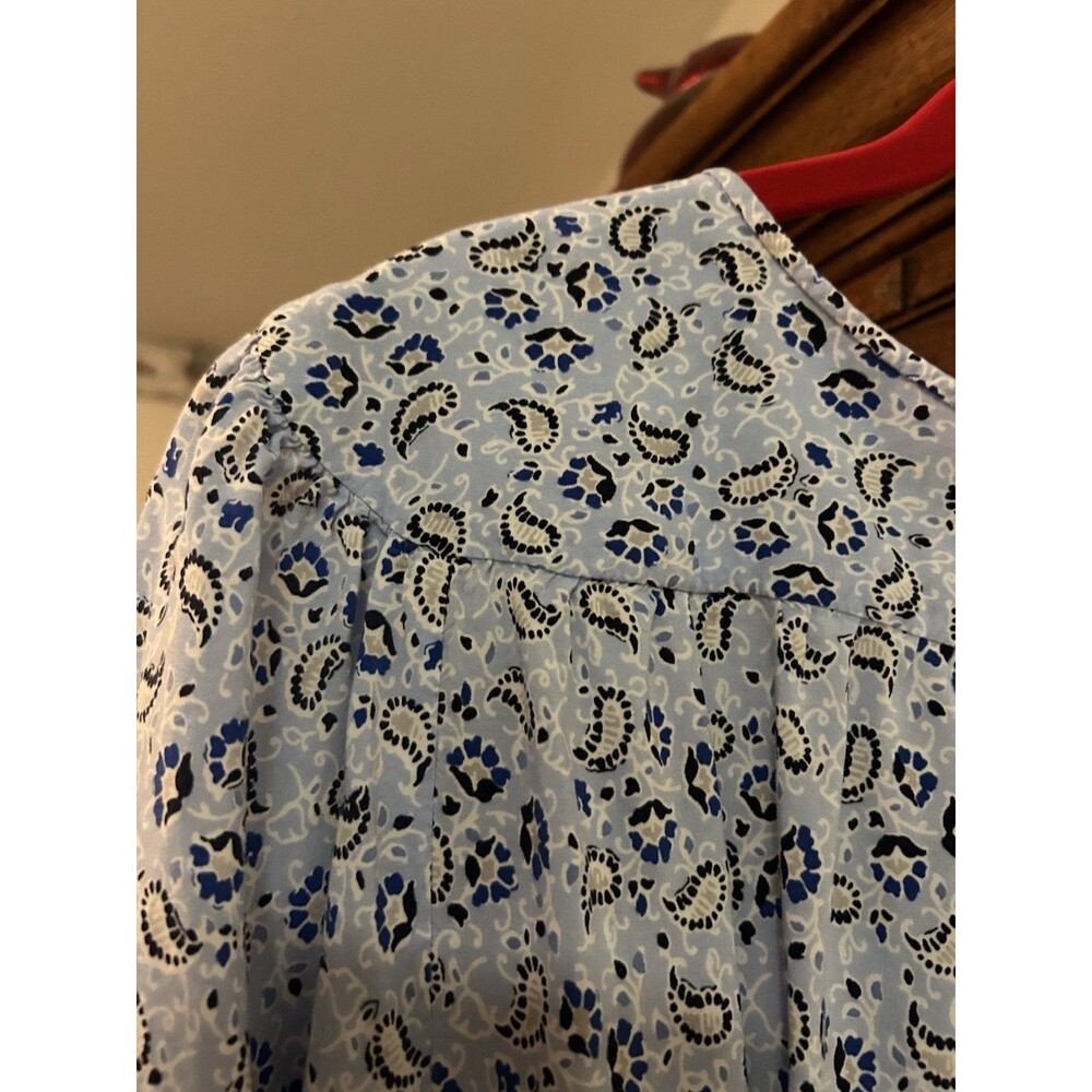 St John's Bay Blue Paisley Long Sleeve Pullover Blouse Size XXLT BoHo Peasant - Picture 10 of 10